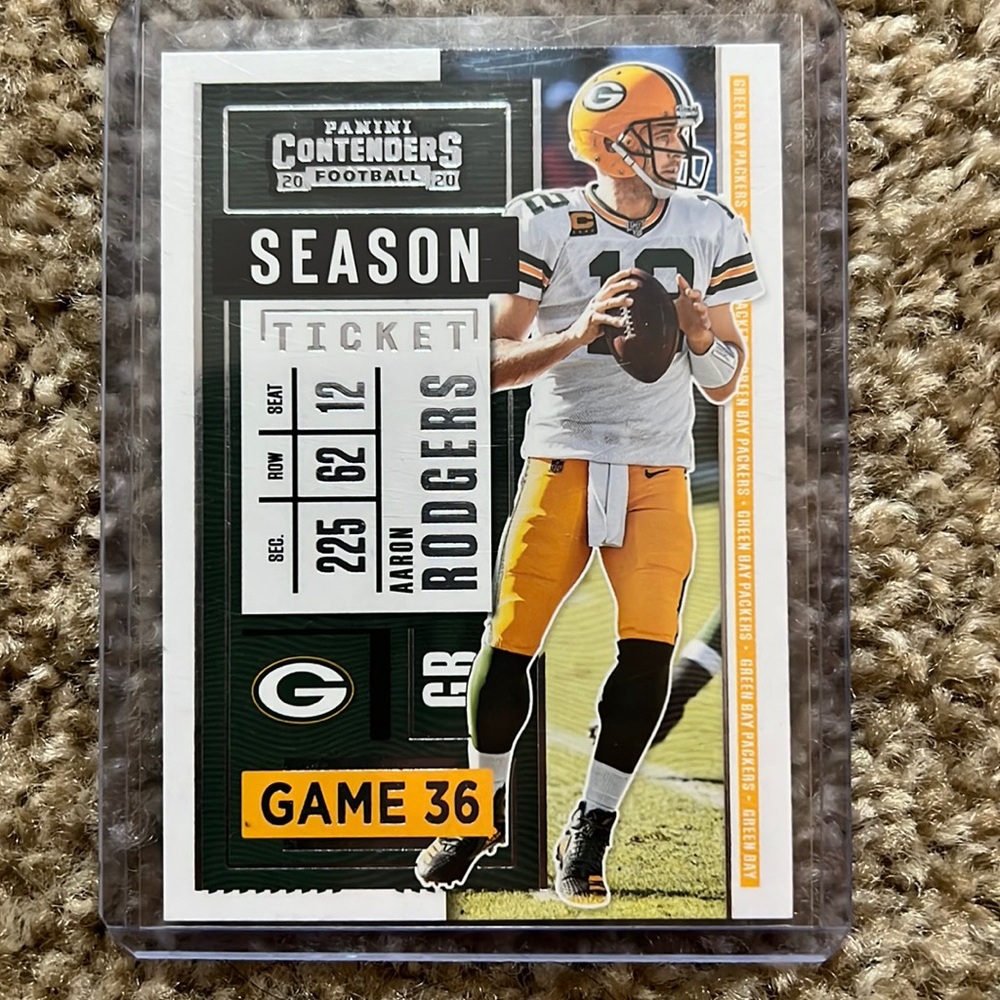 2020 Panini Contenders Aaron Rodgers Season Ticket GREEN